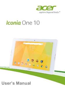 Acer Iconia One 10 manual. Tablet Instructions.